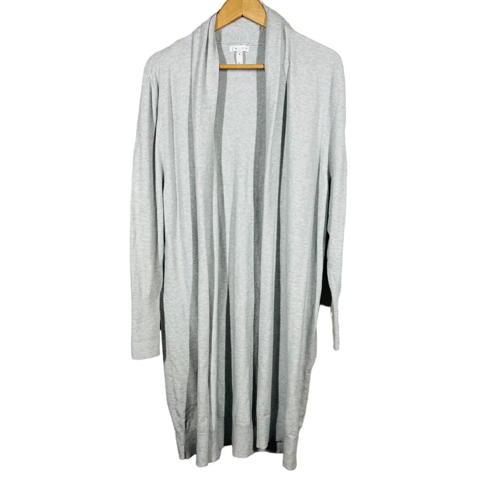 Leith Open Front Duster Cardigan Long Sleeve Soft Knit Casual Bone Ivory - M